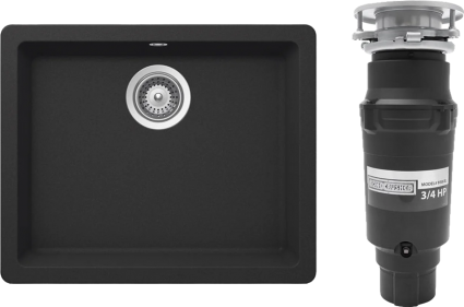 Комплект Мойка Schock Quadro 700517U 60 Cristalite оникс + Измельчитель Bone Crusher BC 910-SL-Slim Line матовая, прямоугольная