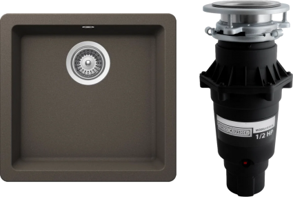 Комплект Мойка Schock Quadro 700513U 50 Cristalite мокка + Измельчитель Bone Crusher BC 810-SL Slim Line матовая, прямоугольная