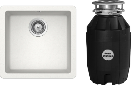 Комплект Мойка Schock Quadro 700512U 50 Cristalite альпина + Измельчитель Bone Crusher BC 810-AS матовая, прямоугольная