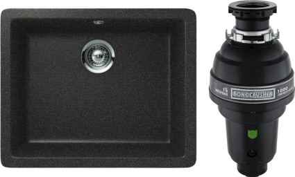 Комплект Мойка Schock Quadro 60 Cristalite оникс + Измельчитель Bone Crusher BC 1000-AS матовая, прямоугольная