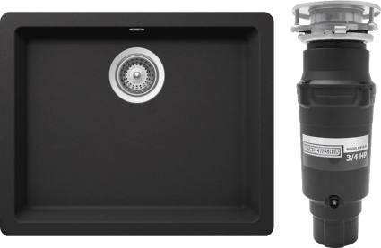 Комплект Мойка Schock Quadro 60 Cristalite неро + Измельчитель Bone Crusher BC 910-SL-Slim Line матовая, прямоугольная