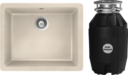 Комплект Мойка Schock Quadro 60 (N-100) Cristalite эверест + Измельчитель Bone Crusher BC 810-AS матовая, прямоугольная