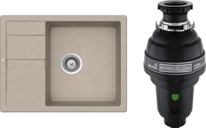 Комплект Мойка Schock Optima 50D Cristalite саббиа + Измельчитель Bone Crusher BC 1000-AS матовая, прямоугольная