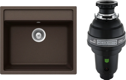 Комплект Мойка Schock Nemo 60 (N-100) Cristalite мокка + Измельчитель Bone Crusher BC 1000-AS матовая, прямоугольная