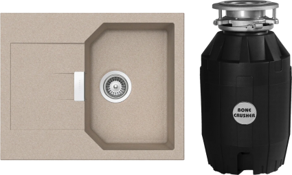 Комплект Мойка Schock Manhattan 40D Cristalite саббиа + Измельчитель Bone Crusher BC 810-AS матовая, прямоугольная