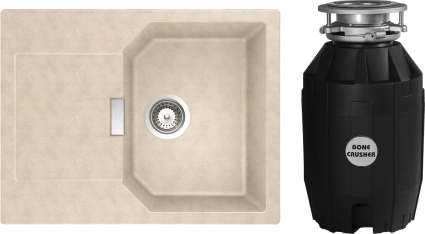 Комплект Мойка Schock Manhattan 45D Cristalite саббиа + Измельчитель Bone Crusher BC 810-AS матовая, прямоугольная