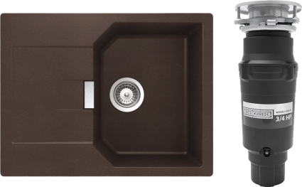 Комплект Мойка Schock Manhattan 45D Cristalite мокка + Измельчитель Bone Crusher BC 910-SL-Slim Line матовая, прямоугольная