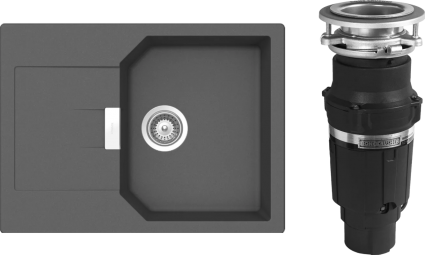 Комплект Мойка Schock Manhattan 45D Cristalite баварский камень + Измельчитель Bone Crusher BC 610-AS матовая, прямоугольная