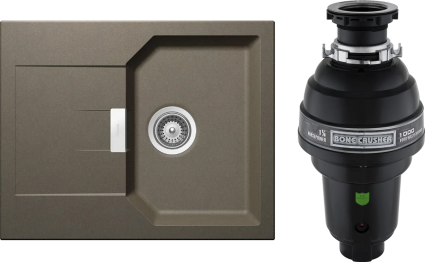 Комплект Мойка Schock Manhattan 40D Cristalite альпака + Измельчитель Bone Crusher BC 1000-AS матовая, прямоугольная