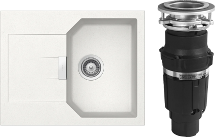 Комплект Мойка Schock Manhattan 40D Cristalite альпина + Измельчитель Bone Crusher BC 610-AS матовая, прямоугольная