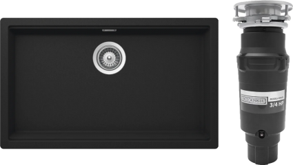 Комплект Мойка Schock Lahti 701053U 80 Cristalite оникс + Измельчитель Bone Crusher BC 910-SL-Slim Line матовая, прямоугольная