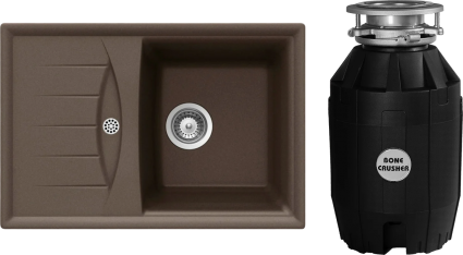Комплект Мойка Schock Genius 45D Small (D-100S) Cristalite мокка + Измельчитель Bone Crusher BC 810-AS матовая, прямоугольная