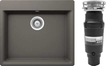 Комплект Мойка Schock Galaxy 60 (N-100) Cristadur серебристый камень + Измельчитель Bone Crusher BC 910-SL-Slim Line матовая, прямоугольная