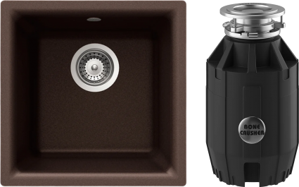 Комплект Мойка Schock Euro 40 (N-100) Cristalite мокка + Измельчитель Bone Crusher BC 910-AS матовая, квадратная