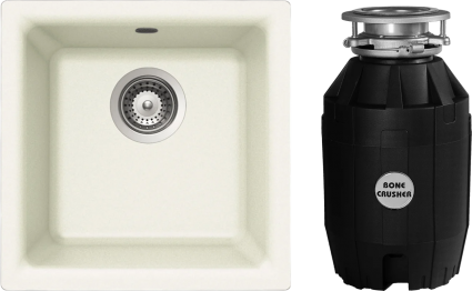 Комплект Мойка Schock Euro 40 (N-100) Cristalite альпина + Измельчитель Bone Crusher BC 810-AS матовая, квадратная