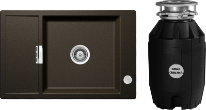 Комплект Мойка Schock Eton 60D Small Cristadur бронза + Измельчитель Bone Crusher BC 810-AS матовая, прямоугольная