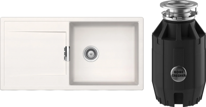 Комплект Мойка Schock Eton 60D Large Cristadur поларис + Измельчитель Bone Crusher BC 910-AS матовая, прямоугольная