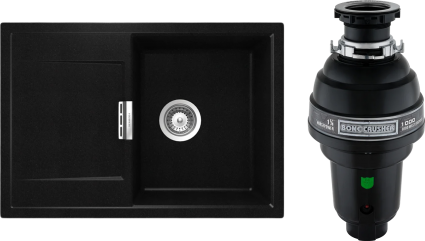 Комплект Мойка Schock Eton 45D Cristadur пуро + Измельчитель Bone Crusher BC 1000-AS матовая, прямоугольная