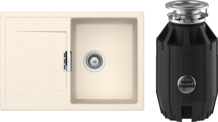 Комплект Мойка Schock Eton 45D Cristadur магнолия + Измельчитель Bone Crusher BC 910-AS матовая, прямоугольная