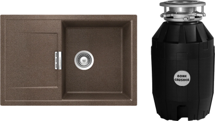 Комплект Мойка Schock Eton 50D Cristadur бронза + Измельчитель Bone Crusher BC 810-AS матовая, прямоугольная