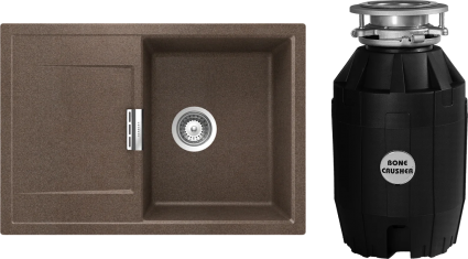 Комплект Мойка Schock Eton 45D Cristadur бронза + Измельчитель Bone Crusher BC 810-AS матовая, прямоугольная