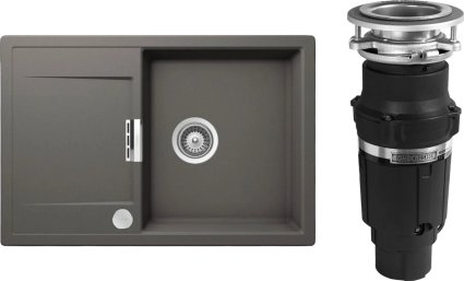 Комплект Мойка Schock Eton 50D Cristadur серебристый камень + Измельчитель Bone Crusher BC 610-AS матовая, прямоугольная