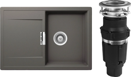 Комплект Мойка Schock Eton 45D Cristadur серебристый камень + Измельчитель Bone Crusher BC 610-AS матовая, прямоугольная