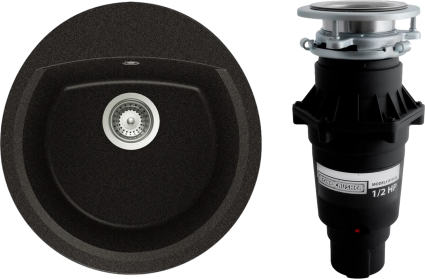 Комплект Мойка Schock Eclipse 45 Cristalite оникс + Измельчитель Bone Crusher BC 810-SL Slim Line матовая, овальная