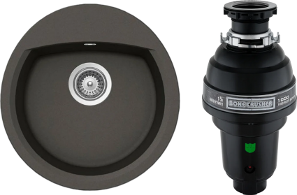 Комплект Мойка Schock Eclipse 45 Cristalite баварский камень + Измельчитель Bone Crusher BC 1000-AS матовая, овальная