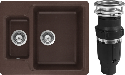 Комплект Мойка Schock Cambridge 60 Cristalite мокка + Измельчитель Bone Crusher BC 610-AS матовая, прямоугольная
