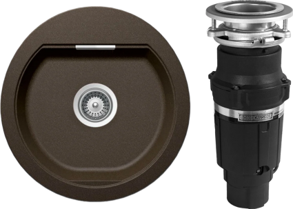 Комплект Мойка Schock Calypso 45 Cristadur бронза + Измельчитель Bone Crusher BC 610-AS матовая, овальная