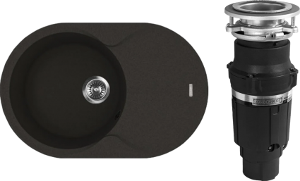 Комплект Мойка Florentina Лацио 780 черная + Измельчитель Bone Crusher BC 610-AS матовая, овальная
