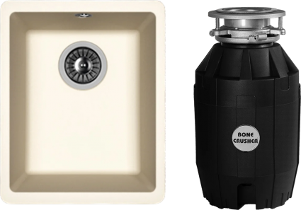 Комплект Мойка Florentina Вега 300 жасмин + Измельчитель Bone Crusher BC 810-AS матовая, прямоугольная