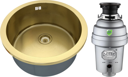 Комплект Мойка Zorg Inox PVD Inox Pvd SZR-500-BRONZE + Измельчитель Inox D брашированная, круглая