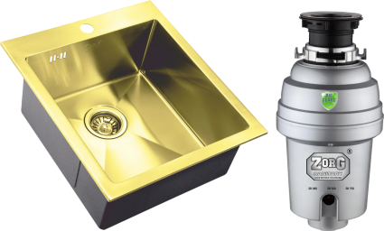 Комплект Мойка Zorg Inox PVD Inox Pvd SZR-4551 bronze + Измельчитель Inox D брашированная, прямоугольная