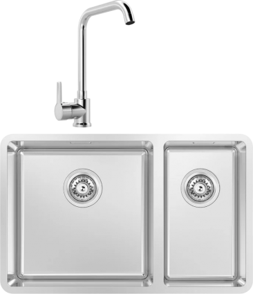 Комплект Мойка Kantera Lucia LUR210/L diamond + Смеситель MEGA Ege MG-PL10 хром матовая, прямоугольная