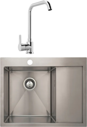 Комплект Мойка Seaman Eco Marino SMB-6351RS + Смеситель MEGA Ege MG-PL10 хром брашированная, прямоугольная