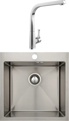 Комплект Мойка Seaman Eco Marino SMB-5151S + Смеситель MEGA Mega брашированная, квадратная