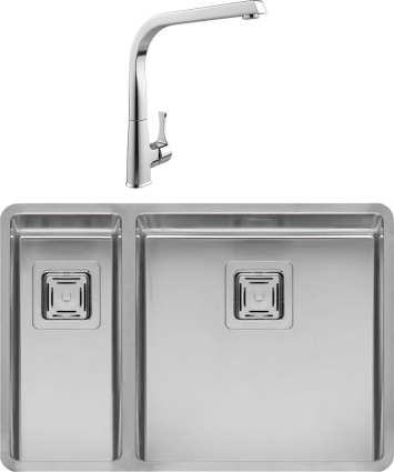 Комплект Мойка Reginox Texas + LUX L 40x40 18x40 сталь + Смеситель MEGA Mega матовая, прямоугольная