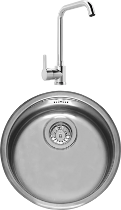 Комплект Мойка Reginox R18 370 LUX OKG сталь + Смеситель MEGA Ege MG-PL10 хром полированная, круглая