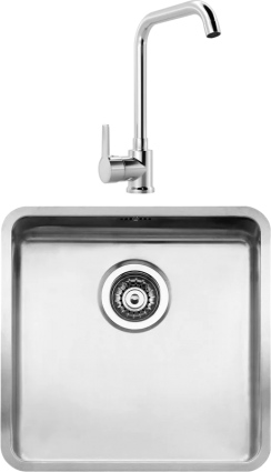 Комплект Мойка Reginox Ohio Cuadrat LUX OKG L 40x40 сталь + Смеситель MEGA Ege MG-PL10 хром матовая, квадратная