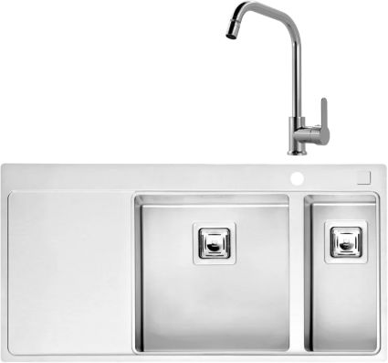 Комплект Мойка Reginox Nevada LUX OKG right L 40x18 сталь + Смеситель MEGA City MG- ZRV104 хром брашированная, прямоугольная
