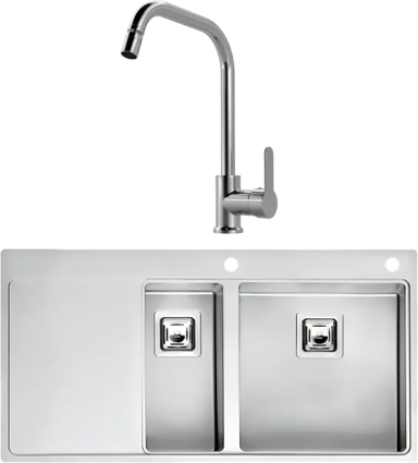 Комплект Мойка Reginox Nevada LUX OKG right L 18x40 сталь + Смеситель MEGA City MG- ZRV104 хром брашированная, прямоугольная