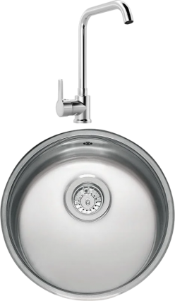 Комплект Мойка Reginox L18 390 LUX OKG сталь + Смеситель MEGA Ege MG-PL10 хром полированная, круглая