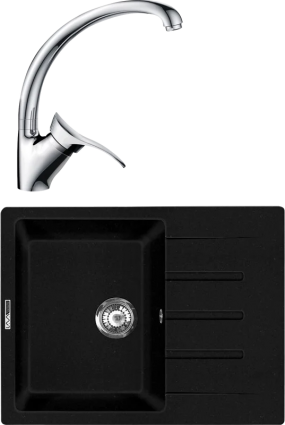 Комплект Мойка Lava L1.LAV + Смеситель SG01 CR chrome матовая, прямоугольная
