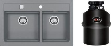 Комплект Мойка Alveus Atrox Granital 50 concrete + Измельчитель Emar матовая, прямоугольная