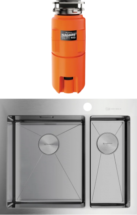 Комплект Мойка Omoikiri Akisame 60-2 L + Измельчитель Nagare slim 900 брашированная, прямоугольная