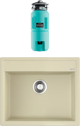 Комплект Мойка Omoikiri Daisen 60-BE ваниль + Измельчитель Nagare slim 1250-AZ azur blue матовая, прямоугольная