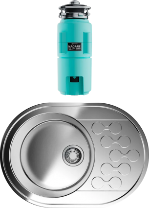 Комплект Мойка Omoikiri Kasumigaura 65 + Измельчитель Nagare slim 1250-AZ azur blue брашированная, овальная