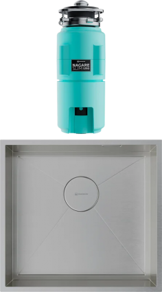 Комплект Мойка Omoikiri Kasen 48-26 INT IN нержавеющая сталь + Измельчитель Nagare slim 1250-AZ azur blue полированная, прямоугольная
